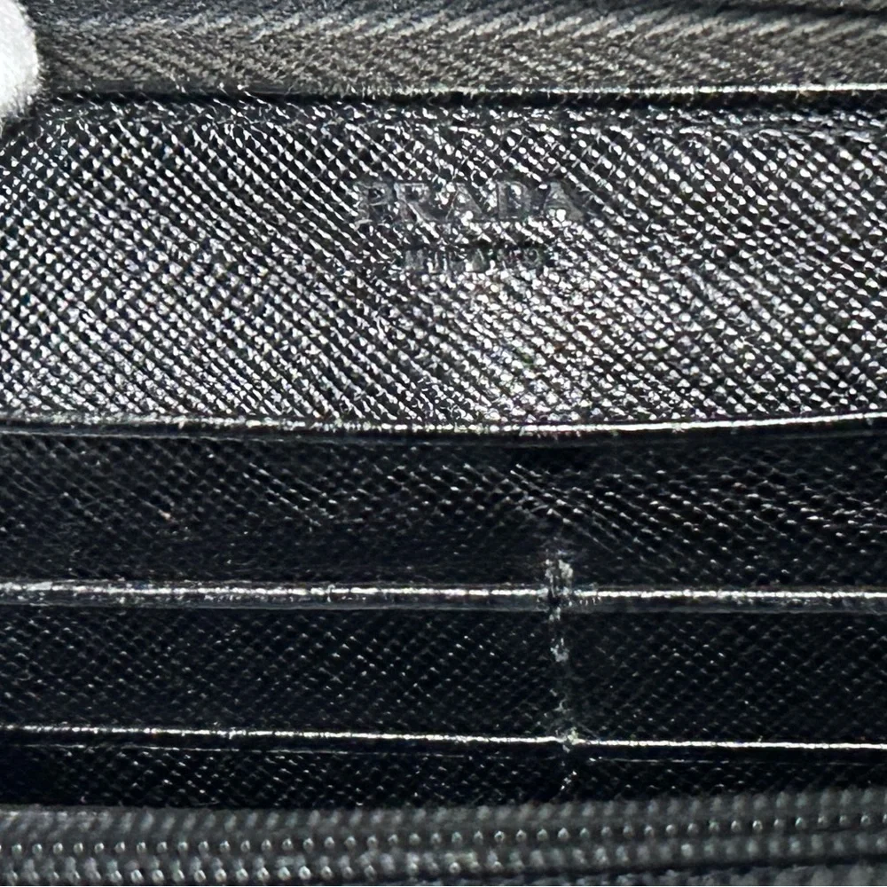 Prada Black Saffiano Leather Zip Wallet